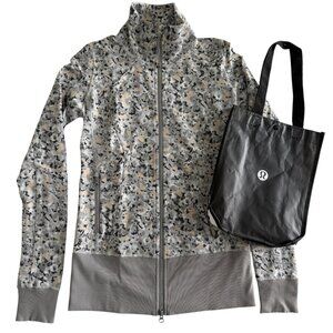 LULULEMON Nice Asana Not So Petite Fleur Silver Spoon Jacket 6 and FREE TOTE!